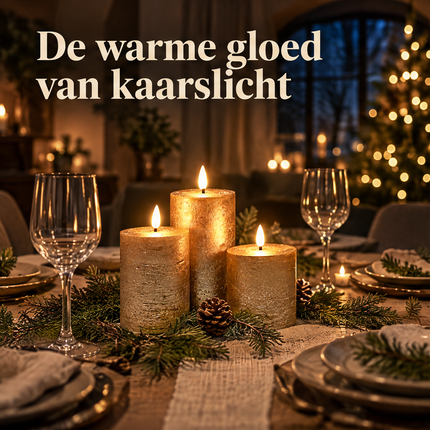 infographic opus55 infographic 1 - Cheqo® LED Kaarsen Goud Set van 3 met Afstandsbediening en Timer