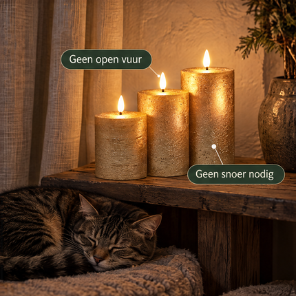 infographic opus55 infographic 6 - Cheqo® LED Kaarsen Goud Set van 3 met Afstandsbediening en Timer