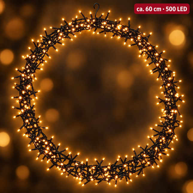 infographic opus55 hoofdafbeelding - Cheqo® Verlichte Kerstkrans 60 cm 500 LED