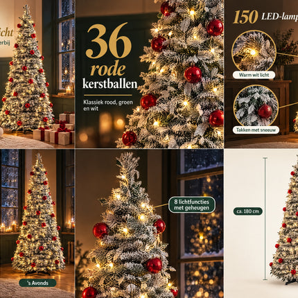infographic opus55 rasteroverzicht grid_v1.png - Cheqo® Kunstkerstboom 180 cm met Sneeuw, Kerstballen en LED Verlichting