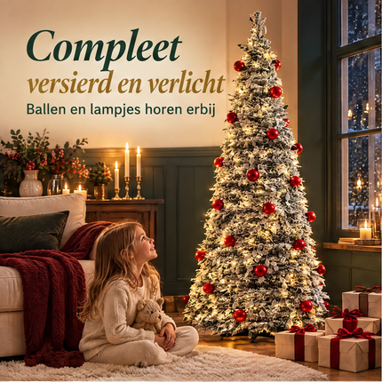 infographic opus55 infographic 1 - Cheqo® Kunstkerstboom 180 cm met Sneeuw, Kerstballen en LED Verlichting