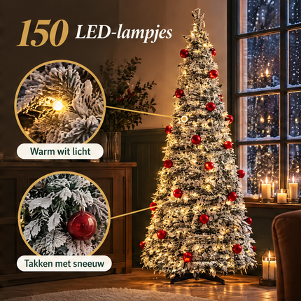 infographic opus55 infographic 3 - Cheqo® Kunstkerstboom 180 cm met Sneeuw, Kerstballen en LED Verlichting