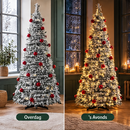 infographic opus55 infographic 4 - Cheqo® Kunstkerstboom 180 cm met Sneeuw, Kerstballen en LED Verlichting