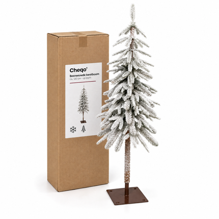 infographic opus55 verpakking - Cheqo® Kunstkerstboom 120 cm met Sneeuw zonder Verlichting