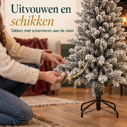 infographic opus55 infographic 4 - Cheqo® Kunstkerstboom 150 cm met Sneeuw zonder Verlichting