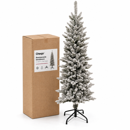 infographic opus55 verpakking - Cheqo® Kunstkerstboom 150 cm met Sneeuw zonder Verlichting