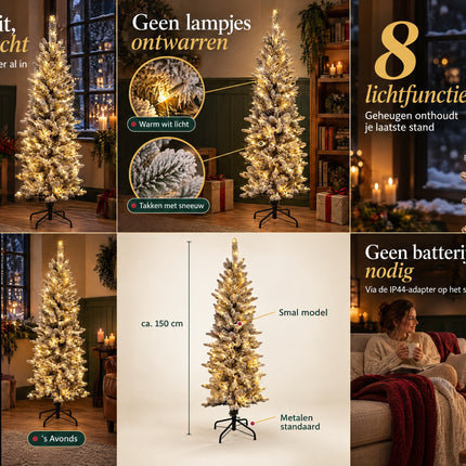 infographic opus55 rasteroverzicht grid_v1.png - Cheqo® Kunstkerstboom 150 cm met Sneeuw en LED Verlichting