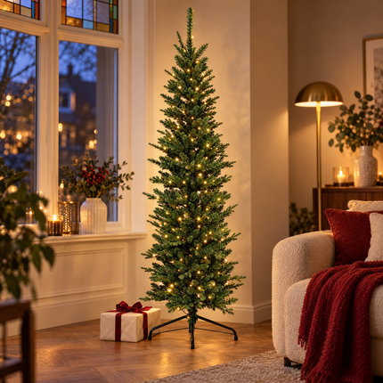 infographic opus55 hoofdafbeelding - Cheqo® Kunstkerstboom 150 cm Groen met LED Verlichting