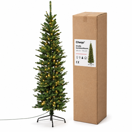 infographic opus55 verpakking - Cheqo® Kunstkerstboom 180 cm Groen met LED Verlichting