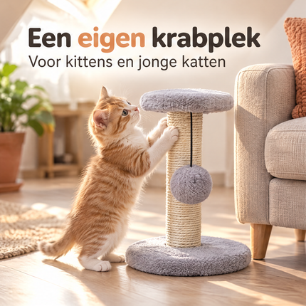 infographic opus55 niet geselecteerd (krabpaal oogt ca. 2x te groot naast meubels, maat niet op ware grootte (vervangen door nieuw raster)) - Cheqo® Kleine Krabpaal voor Katten en Kittens