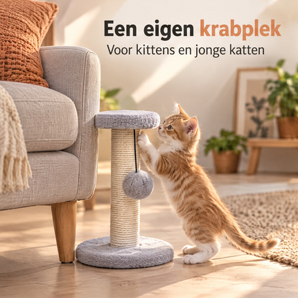 infographic opus55 niet geselecteerd (krabpaal oogt ca. 2x te groot naast meubels, maat niet op ware grootte (vervangen door nieuw raster)) - Cheqo® Kleine Krabpaal voor Katten en Kittens