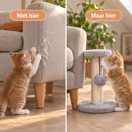 infographic opus55 niet geselecteerd (krabpaal oogt ca. 2x te groot naast meubels, maat niet op ware grootte (vervangen door nieuw raster)) - Cheqo® Kleine Krabpaal voor Katten en Kittens