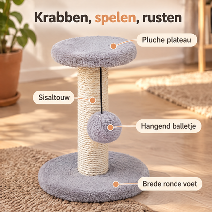 infographic opus55 niet geselecteerd (vervangen door nieuw raster) - Cheqo® Kleine Krabpaal voor Katten en Kittens