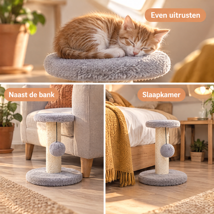 infographic opus55 niet geselecteerd (krabpaal oogt ca. 2x te groot naast meubels, maat niet op ware grootte (vervangen door nieuw raster)) - Cheqo® Kleine Krabpaal voor Katten en Kittens