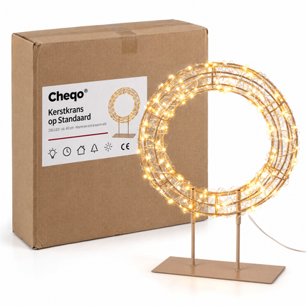 infographic opus55 verpakking - Cheqo® Verlichte Kerstkrans op Standaard 40 cm Hoog