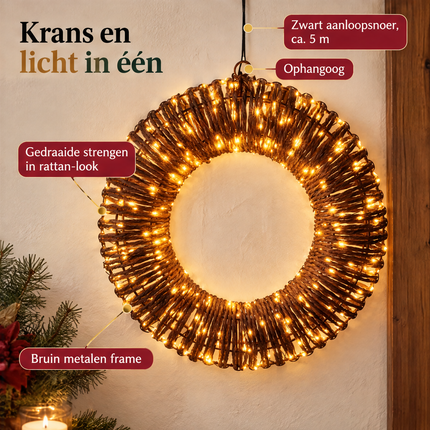 infographic opus55 infographic 6 - Cheqo® Verlichte Kerstkrans 40 cm Bruin Rattan Look
