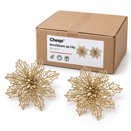 infographic opus55 verpakking - Cheqo® Kerstbloem op Clip Set van 2