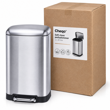 infographic opus55 verpakking - Cheqo® Pedaalemmer 20 Liter RVS Soft Close