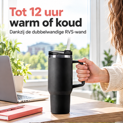 infographic opus55 infographic 1 - Cheqo® Thermosbeker met Handvat en Rietje Zwart