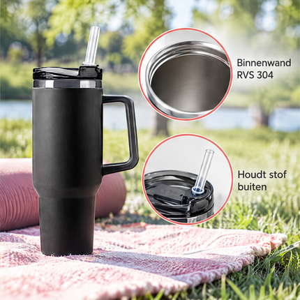 infographic opus55 infographic 5 - Cheqo® Thermosbeker met Handvat en Rietje Zwart