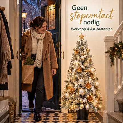 infographic opus55 infographic 1 - Cheqo® Kunstkerstboom 120 cm Ø60 cm in Pot met Sneeuw en Verlichting Warm Wit