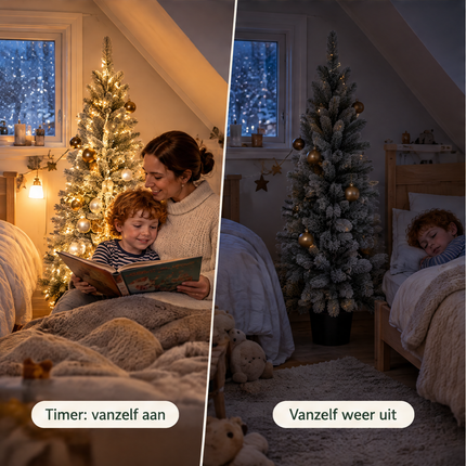 infographic opus55 infographic 4 - Cheqo® Kunstkerstboom 120 cm Ø60 cm in Pot met Sneeuw en Verlichting Warm Wit