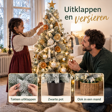infographic opus55 infographic 6 - Cheqo® Kunstkerstboom 120 cm Ø60 cm in Pot met Sneeuw en Verlichting Warm Wit
