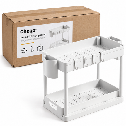 infographic opus55 verpakking - Cheqo® Keukenkast Organizer Wit