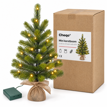 infographic opus55 verpakking - Cheqo® Mini Kerstboom 60 cm met Verlichting Warm Wit