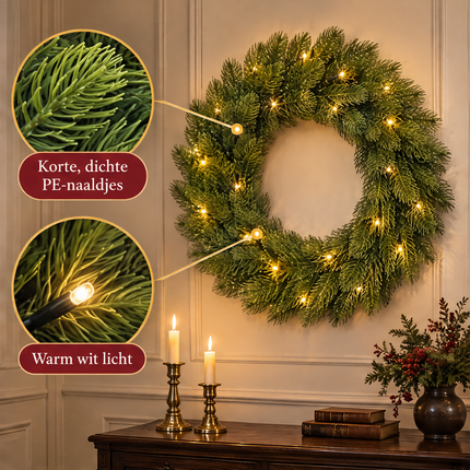 infographic opus55 infographic 2 - Cheqo® Kerstkrans 45 cm Groen met Verlichting Warm Wit