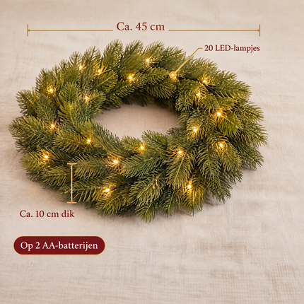 infographic opus55 infographic 4 - Cheqo® Kerstkrans 45 cm Groen met Verlichting Warm Wit