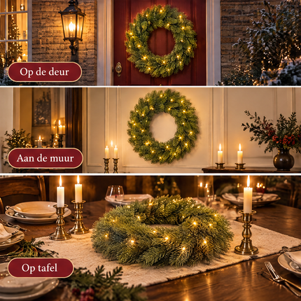 infographic opus55 infographic 5 - Cheqo® Kerstkrans 45 cm Groen met Verlichting Warm Wit