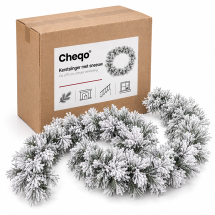 infographic opus55 verpakking - Cheqo® Kerstslinger 270 cm met Sneeuw zonder Verlichting