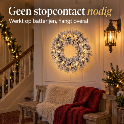 infographic opus55 infographic 6 - Cheqo® Kerstkrans 60 cm met Sneeuw en 30 LED Warm Wit