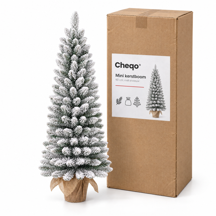 infographic opus55 verpakking - Cheqo® Mini Kerstboom 90 cm met Sneeuw zonder Verlichting