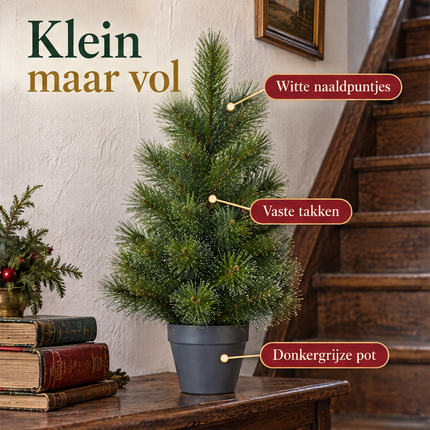 infographic opus55 infographic 2 - Cheqo® Mini Kerstboom 90 cm met Witte Naaldpuntjes zonder Verlichting
