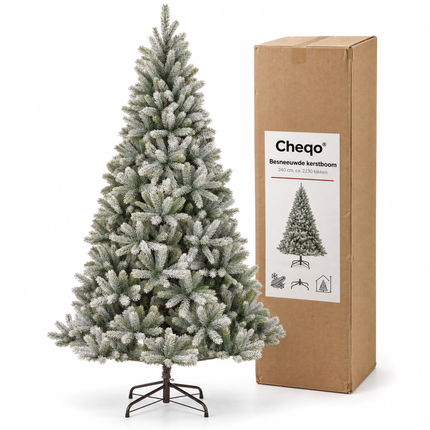 infographic opus55 verpakking - Cheqo® Kunstkerstboom 240 cm met Sneeuw zonder Verlichting