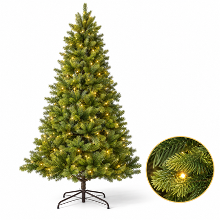 infographic opus55 hoofdafbeelding - Cheqo® Kunstkerstboom 210 cm met Verlichting Warm Wit