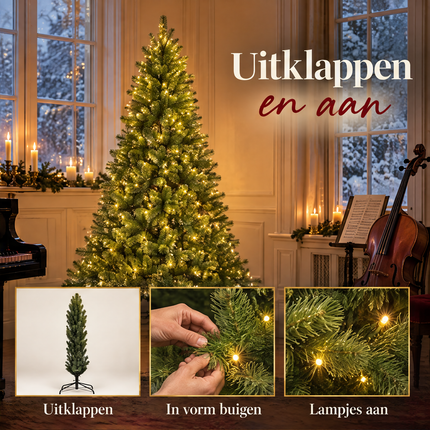 infographic opus55 infographic 3 - Cheqo® Kunstkerstboom 210 cm met Verlichting Warm Wit
