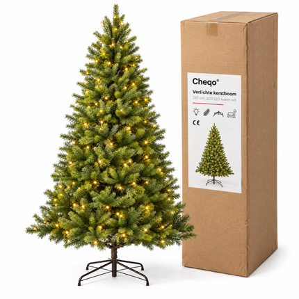 infographic opus55 verpakking - Cheqo® Kunstkerstboom 210 cm met Verlichting Warm Wit