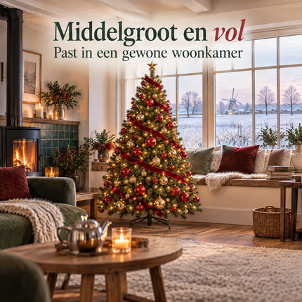 infographic opus55 infographic 1 - Cheqo® Kunstkerstboom 155 cm Ø100 cm met Witte Naaldpuntjes zonder Verlichting