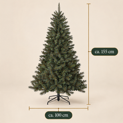 infographic opus55 infographic 3 - Cheqo® Kunstkerstboom 155 cm Ø100 cm met Witte Naaldpuntjes zonder Verlichting