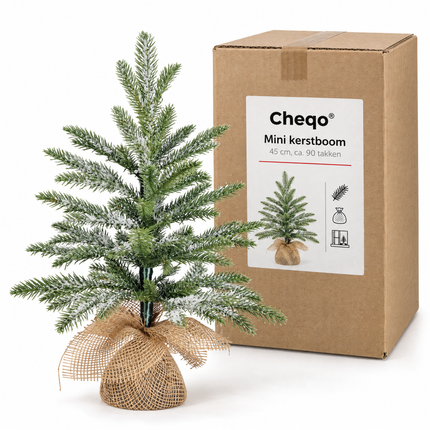 infographic opus55 verpakking - Cheqo® Mini Kerstboom 45 cm met Bevroren Takken