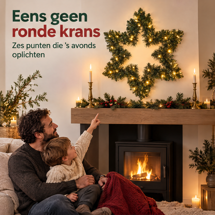 infographic opus55 infographic 1 - Cheqo® Kerstkrans 60 cm Ster met Verlichting Warm Wit