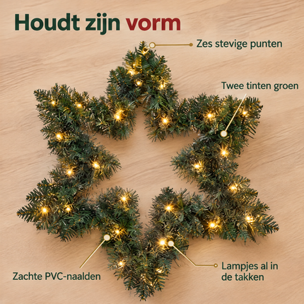 infographic opus55 infographic 3 - Cheqo® Kerstkrans 60 cm Ster met Verlichting Warm Wit