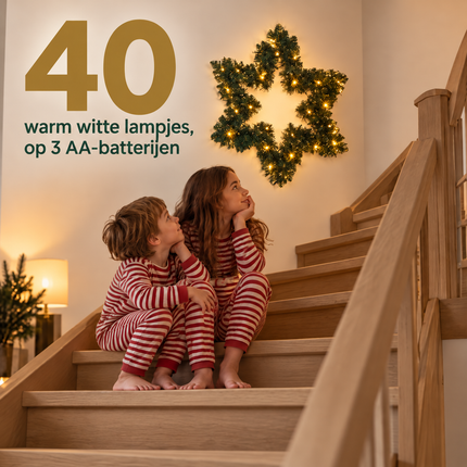infographic opus55 infographic 4 - Cheqo® Kerstkrans 60 cm Ster met Verlichting Warm Wit