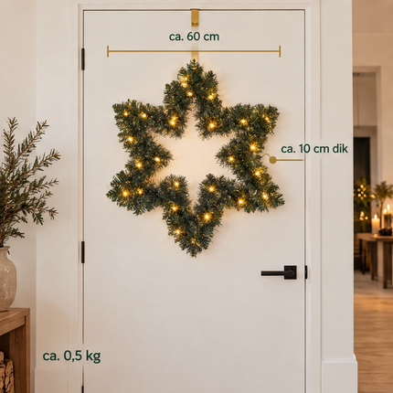 infographic opus55 infographic 5 - Cheqo® Kerstkrans 60 cm Ster met Verlichting Warm Wit