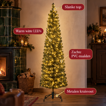 infographic opus55 infographic 2 - Cheqo® Kunstkerstboom 185 cm Ø55 cm met Verlichting Warm Wit