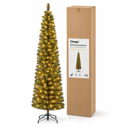 infographic opus55 verpakking - Cheqo® Kunstkerstboom 185 cm Ø55 cm met Verlichting Warm Wit