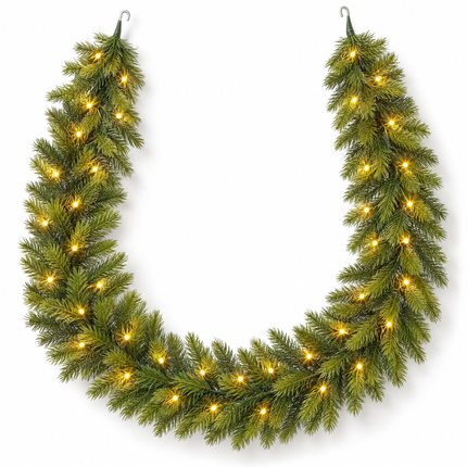 infographic opus55 hoofdafbeelding - Cheqo® Kerstslinger 270 cm Groen met 40 LED Warm Wit